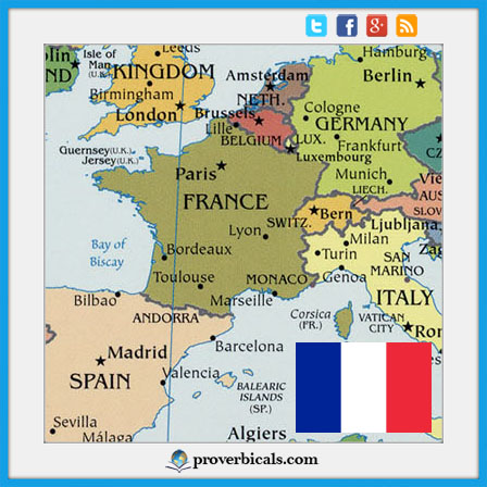 French flag with political map