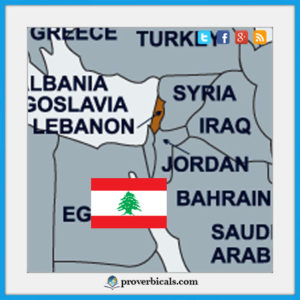 Lebanon map with Lebanese flag