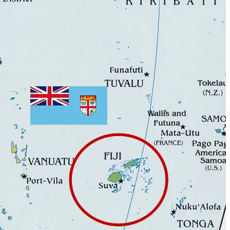 Map of Fiji with Fijian Flag