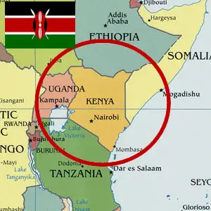 Map of Kenya with Kenyan flag