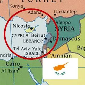 Map of Cyprus with the flag