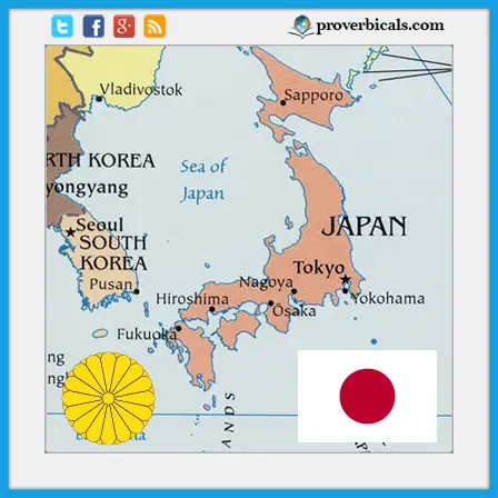 Japan map with Japanese flag