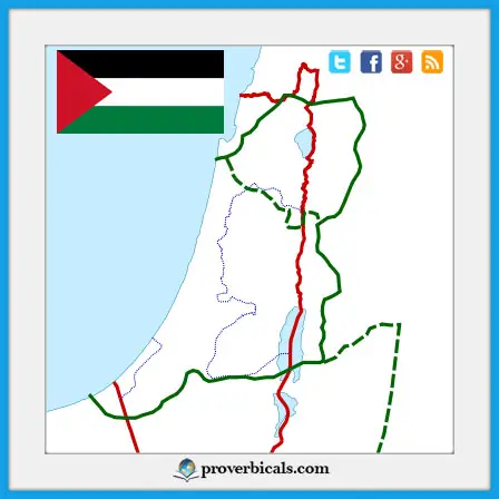 Palestinian map with flag