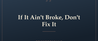 If It Ain't Broke, Don't Fix It — Proverbicals