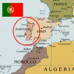 Map of Portugal with Portuguese flag