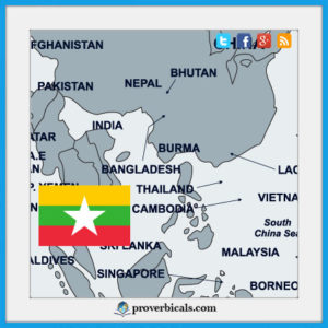 Burma Political map with Burmese flag