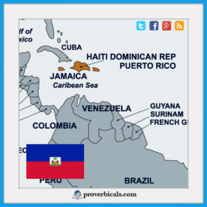 Political map of Haiti with Haitian flag