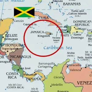 Jamaica Map with Jamaican Flag
