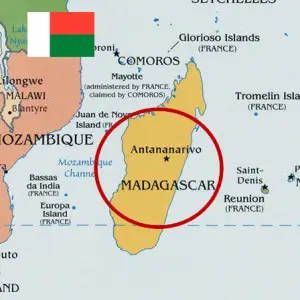 Madagascar map with malagasy flag