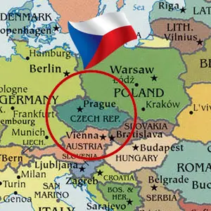 Map of Czech with Czech flag